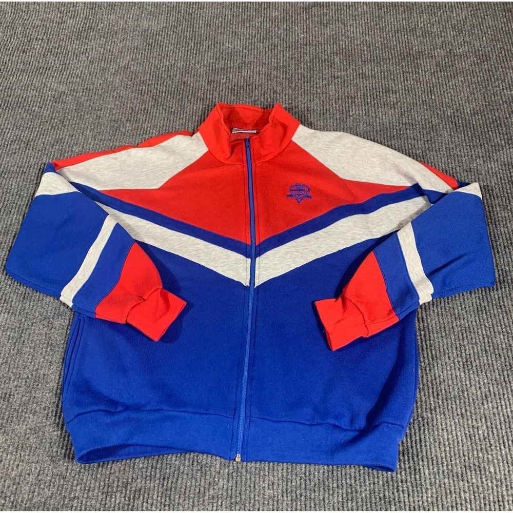 VTG MacGregor Jacket Mens Large Blue Full Zip Fleece Embroidered Track Retro 90s